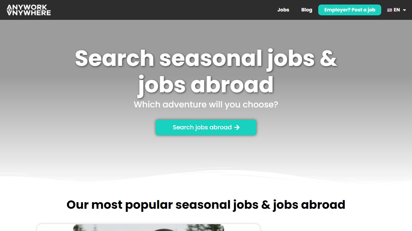 Jobs abroad, Seasonal jobs, Voluntary Work | Anywork Anywhere